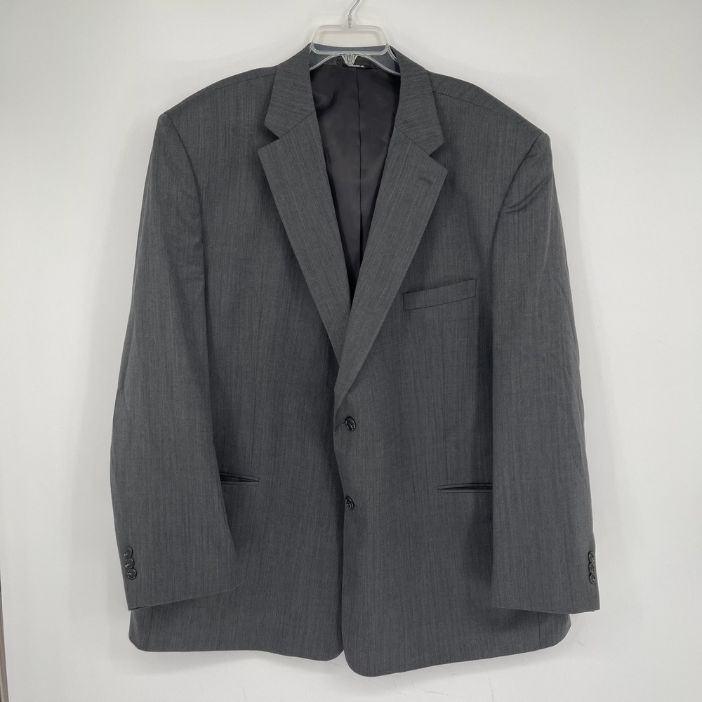 Henry Grethel Men's Vintage Gray Herringbone 2-Button Blazer Sport Coat Size 46R